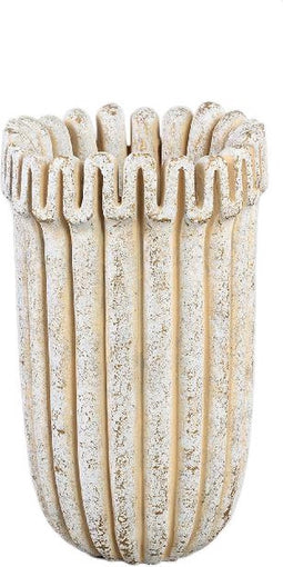 PTMD Bloempot Raffay - 18x18x30 cm - Cement - Creme