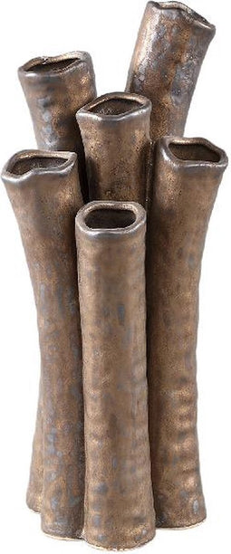 PTMD Bloempot Rukai - 17x16x38 cm - Keramiek - Brons