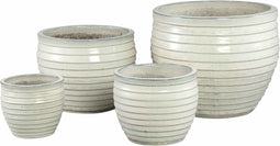 PTMD Bloempot Triston - 46x46x37 cm - Keramiek - Creme - Set van 4