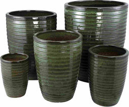 PTMD Bloempot Triston - 55x55x69 cm - Keramiek - Groen - Set van 5