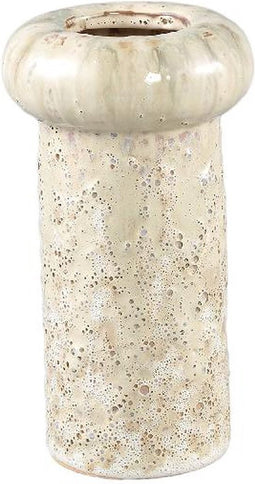 PTMD Bloempot Wang - 12x12x22 cm - Keramiek - Creme