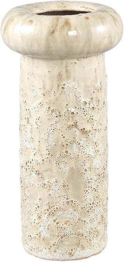 PTMD Bloempot Wang - 14x14x28 cm - Keramiek - Creme