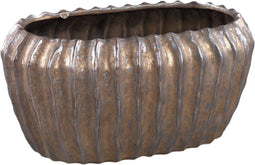 PTMD Bodi Bronze Ceramic Pot Oval Ribbed L