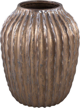 PTMD Bodi Bronze Ceramic Pot Round Bulb Ribbed L