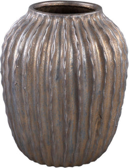 PTMD Bodi Bronze Ceramic Pot Round Bulb Ribbed M