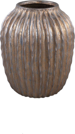 PTMD Bodi Bronze Ceramic Pot Round Bulb Ribbed S