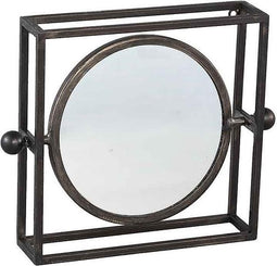 PTMD Bodine Vierkante Spiegel - Staand - Spiegeltje - 20 x 4 x 20 cm - Metaal - Zwart