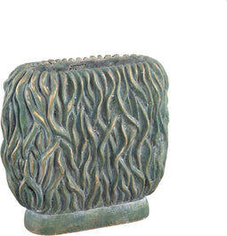 PTMD Brendan Green Cement Oval Pot Carved Gold Finish M