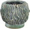 PTMD Brendan Green Cement Round Pot Carved Gold FinishL