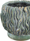 PTMD Brendan Green Cement Round Pot Carved Gold FinishL