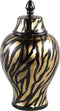 PTMD Brendy Urn Deco Dierenprint - H34,5 x Ø19 cm - Keramiek - Zwart/goud