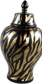 PTMD Brendy Urn Deco Dierenprint - H34,5 x Ø19 cm - Keramiek - Zwart/goud