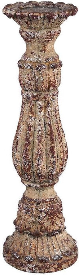 PTMD Burnt Red Cream Cement Candle Holder Ribbed