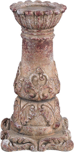 PTMD Burnt Red Cream Cement Candle Holder Square Base