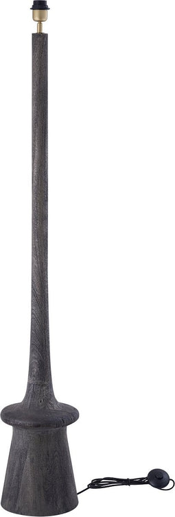 PTMD Caelin Grey Mango Wood Floor Lamp Narrow Round