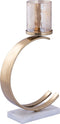 PTMD Cailey Gold Alu Candle Holder Marble Base Low
