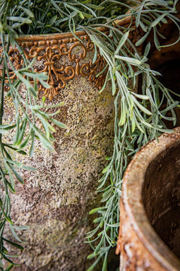 PTMD Callie Ronde Bloempot - H26 x Ø18,5 cm - Cement - Wit