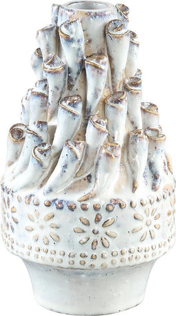 PTMD Caracas Bloempot - H18 x Ø10 cm - Keramiek - Wit