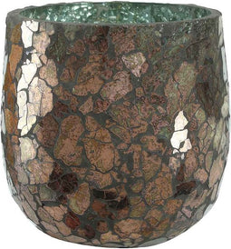 PTMD Carice Windlicht - Glasmozaïek - H12 x Ø12 cm - Koper