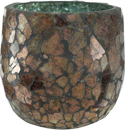 PTMD Carice windlicht - glasmozaïek - H8 x Ø8 cm. - Glas - Koper