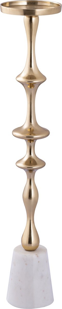 PTMD Cassady Gold Alu Candle Holder On Marble Base L