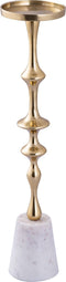 PTMD Cassady Gold Alu Candle Holder On Marble Base S