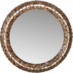 PTMD Chelsae Bronze Poly Round Shell Mirror Large