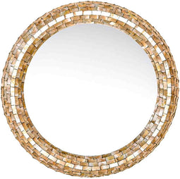 PTMD Chelsae Cream Poly Round Shell Mirror Large