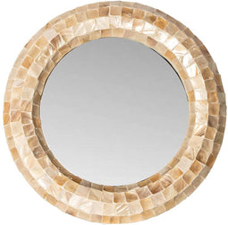 PTMD Chelsae Cream Poly Round Shell Mirror Small