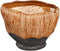 PTMD Chido Brown Glazed Ceramic Pot Stripes On Base L