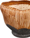 PTMD Chido Brown Glazed Ceramic Pot Stripes On Base L