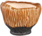 PTMD Chido Brown Glazed Ceramic Pot Stripes On Base S