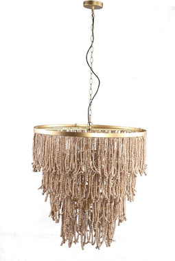 PTMD Cille Natural hanging lamp wood beaded loose