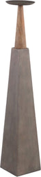 PTMD Cinder Grey Metal Piramid Candleholder With Wood M