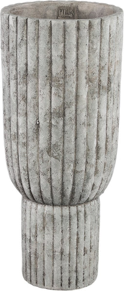 PTMD Cinne Grey Cement Ribbed Pot On Base Round L