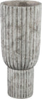PTMD Cinne Grey Cement Ribbed Pot On Base Round L