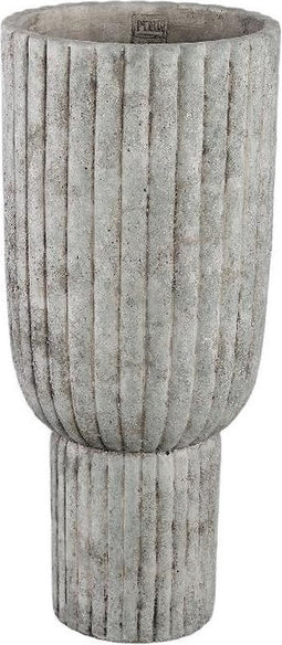 PTMD Cinne Grey Cement Ribbed Pot On Base Round XL