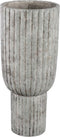 PTMD Cinne Grey Cement Ribbed Pot On Base Round XL