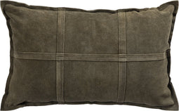PTMD Cobie Green Suede Leather Cushion Rectangle