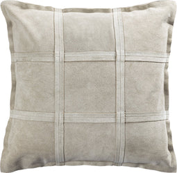 PTMD Cobie Taupe Suede Leather Cushion Square S