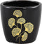 PTMD Dalina Ronde Pot Ginkgo Blad - H10 x Ø11 cm - Keramiek - Zwart
