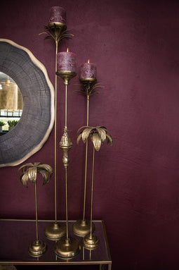 PTMD Darrin Palm Standaard - H49,5 x Ø17 cm - Metaal - Goud