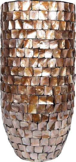 PTMD Daven Bronze polyester schelpen pot rond hoog L