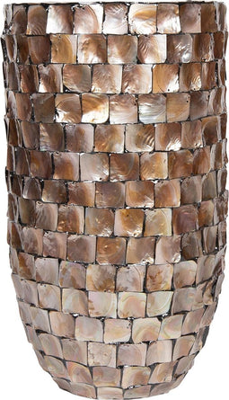 PTMD Daven Bronze polyester schelpen pot rond hoog M