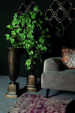 PTMD Daymen Ronde Vaas Op Voet - H130 x Ø39 cm - Aluminium - Brons