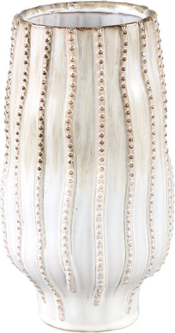 PTMD Dell Cream ceramic glazed pot line pattern high S