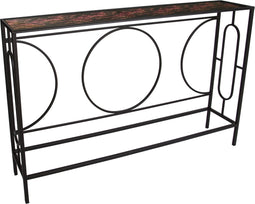 PTMD Dena Rechthoekige Bijzettafel - 120 x 24 x 77,5 cm - Metaal/glas - Zwart/paars