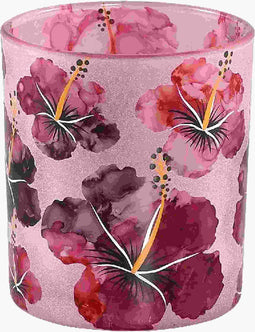 PTMD denise roze glazen theelicht hibiscus bloemen