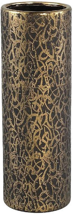 PTMD Deon Grey Glazed Ceramic Pot High Gold Finish L