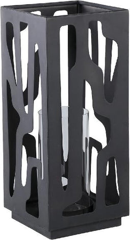 PTMD Dewey Black Iron Square Stormlight With Glass L